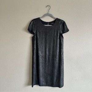 Theory Black Matte Sequin Silk Mini Dress 8
